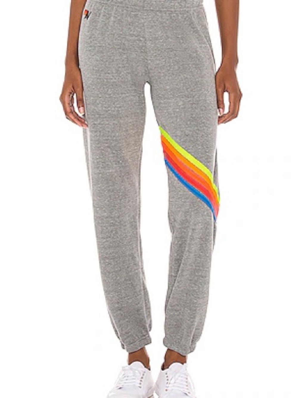 Aviator Nation Gray Joggers with Rainbow Side Stripe
